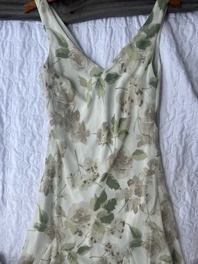 B. Moss Whimsical long sleeveless evening fairy dress sage + taupe - size 4